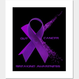 Breaking Awareness/X Out Cancer (Purple Ribbon) Posters and Art